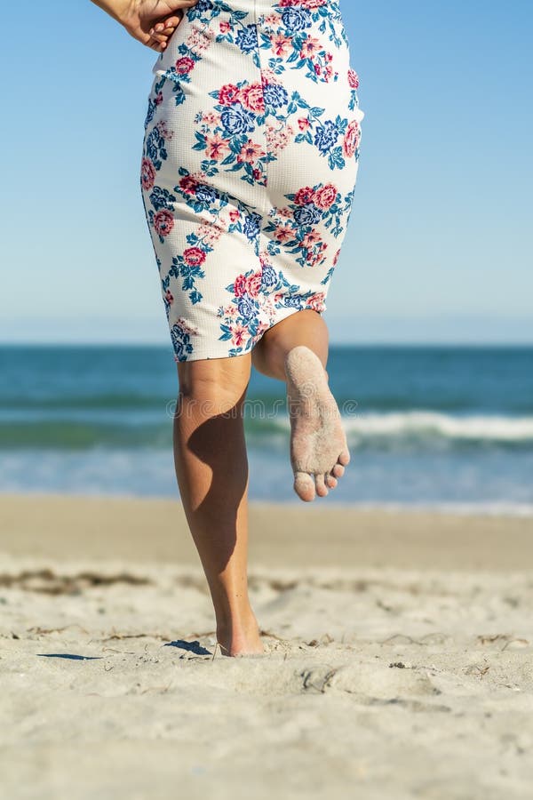 Beautiful Bikini Model Walks On The Beach Near The Shoreline Stock Image Image Of Attractive 