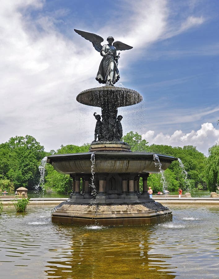 New York City, Manhattan, Central Park, Angel of the Waters Fountain,  Bethesda Terrace Solid-Faced Canvas Print