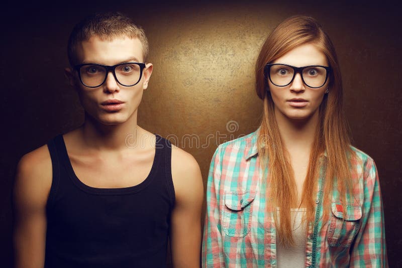 Gorgeous red-haired (ginger) fashion twins in eyewear