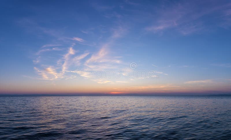 Gorgeous sea and sky colors in the dusk, Sithonia, Chalkidiki, Greece