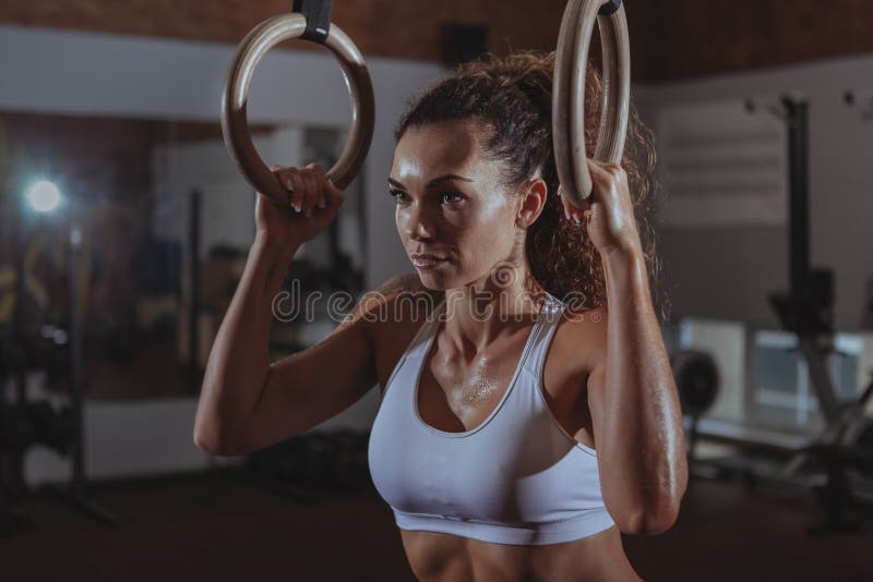 Beautiful Fit Crossfit Woman Exercising Stock Image - Image of gymnastic,  focused: 143932117