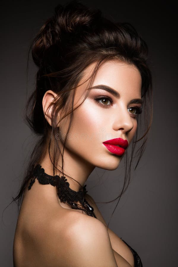 Gorgeous Young Brunette Woman face portrait. royalty free stock image Gorgeous Young Brunette Woman face portrait. royalty free stock image