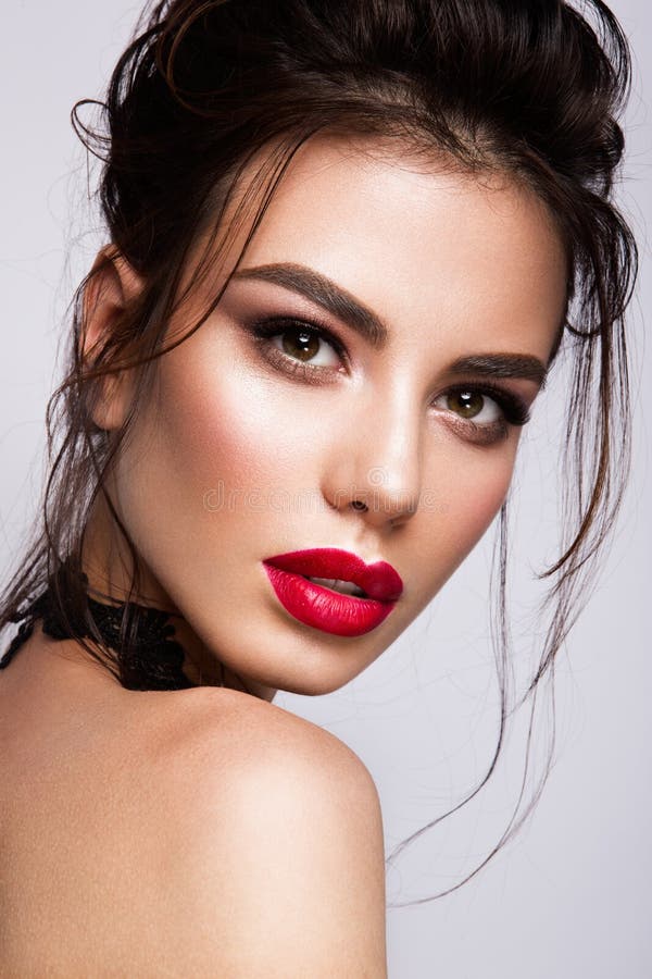 Gorgeous Young Brunette Woman face portrait. royalty free stock photo Gorgeous Young Brunette Woman face portrait. royalty free stock photo