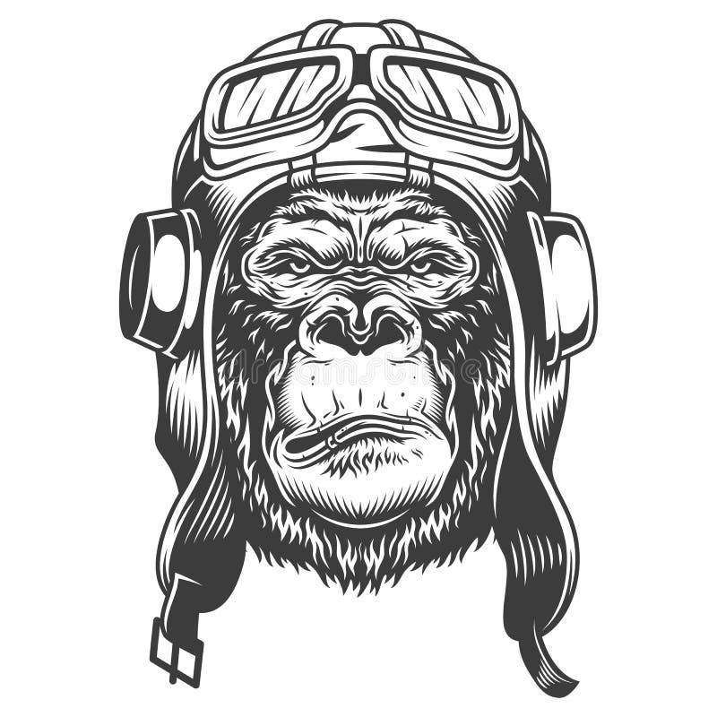 Gorila sério no estilo monocromático ilustração do vetor Gorila sério no estilo monocromático ilustração do vetor