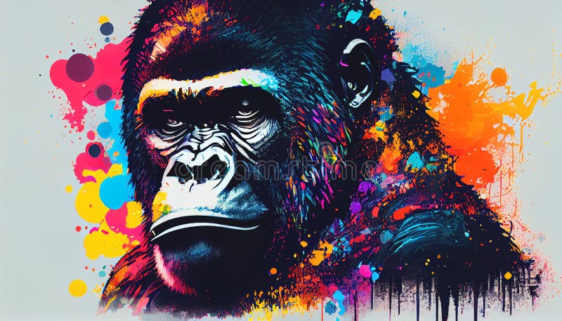 Gorilla art wallpaper stock illustration. Illustration of vibrant