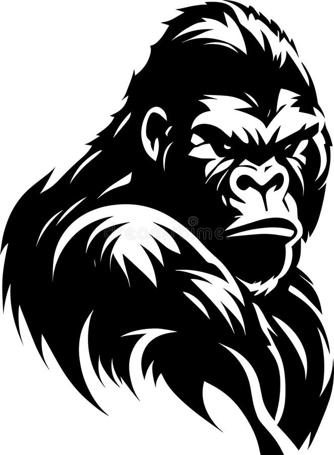 Gorilla Black Monochrome Mascot Logo Stock Vector - Illustration of ...