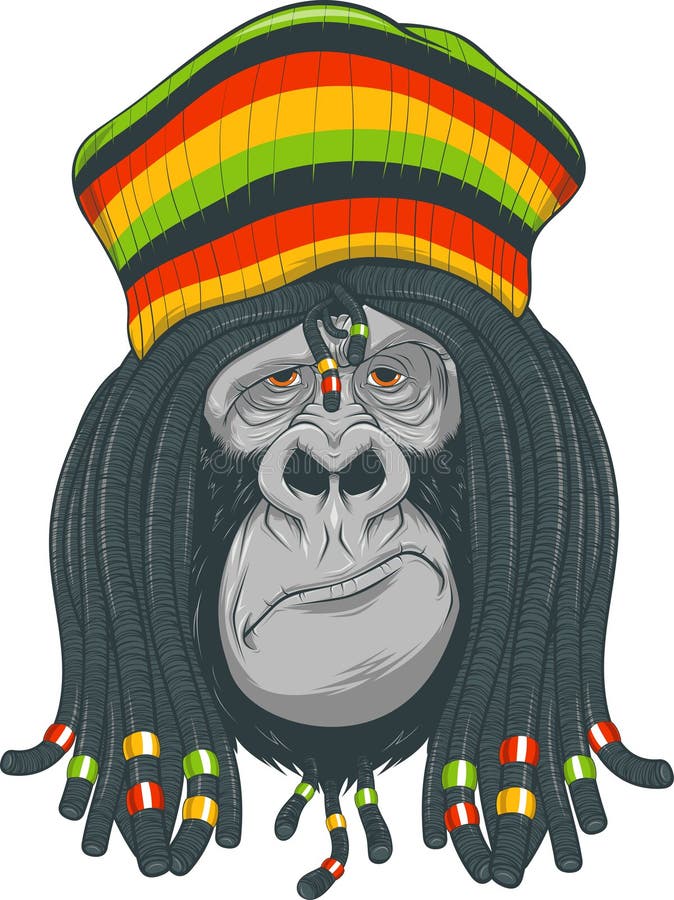Gorila Rastafári ilustração do vetor