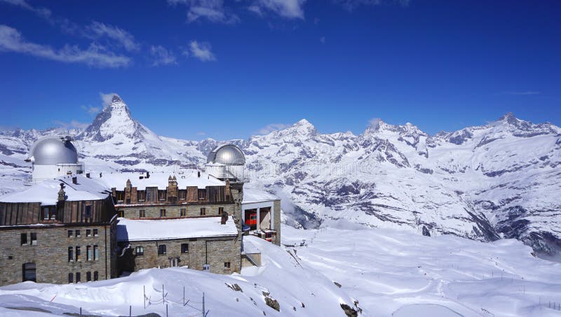 Gornergrat train station and Matterhorn peak in the background