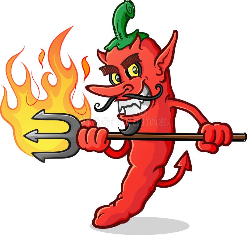 Gorącego Chili pieprzu diabła postać z kreskówki ilustracja wektor Gorącego Chili pieprzu diabła postać z kreskówki ilustracja wektor