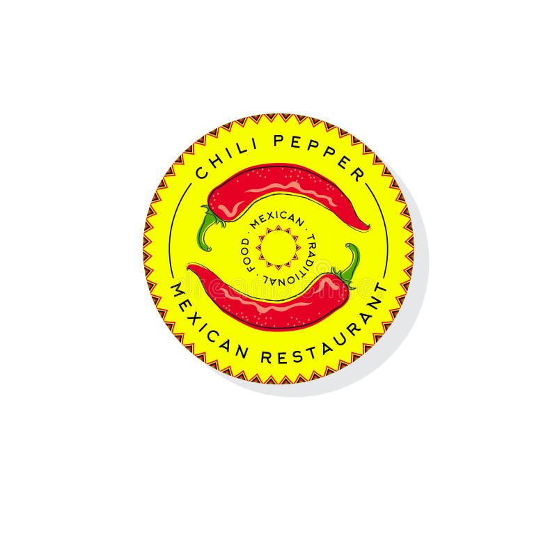 Gorącego Chili pieprzy logo Tradycyjny Meksykański karmowy emblemat ilustracja wektor Gorącego Chili pieprzy logo Tradycyjny Meksykański karmowy emblemat ilustracja wektor
