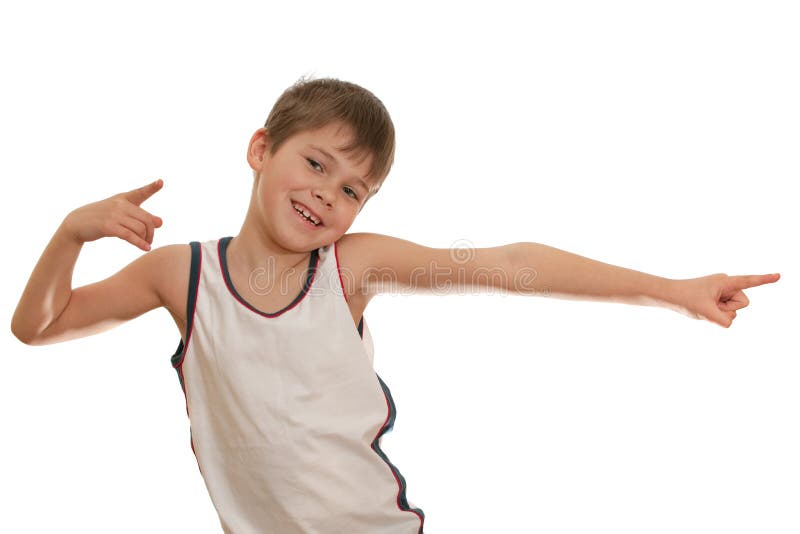 Gosse heureux de danse photo libre de droits Gosse heureux de danse photo libre de droits