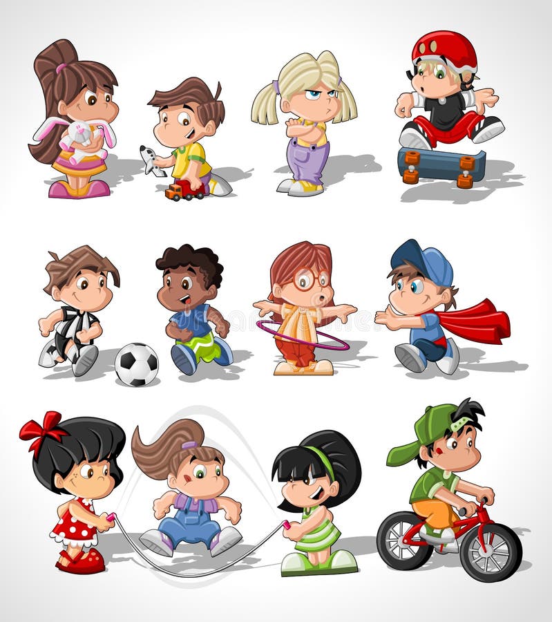 Gosses heureux mignons de dessin animé illustration stock Gosses heureux mignons de dessin animé illustration stock