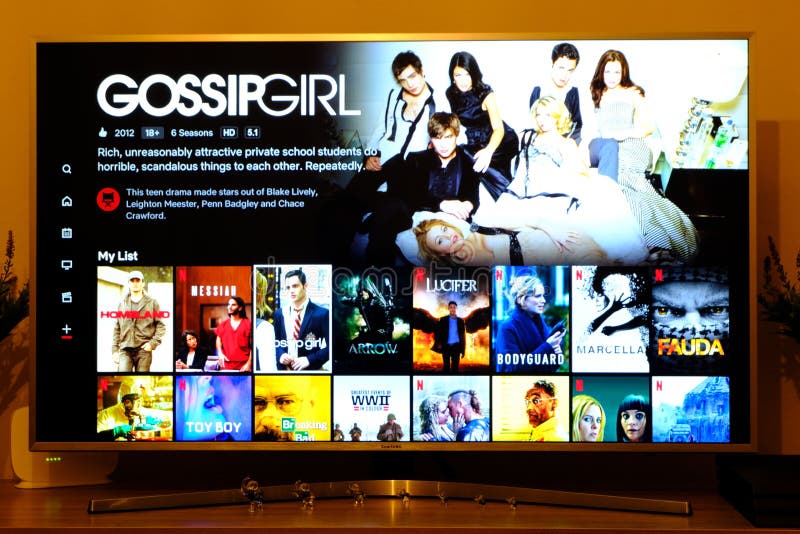 Gossip Girl - Netflix Television Screen with Popular Series Choice. Movies  Editorial Stock Image - Image of advertising, business: 178980749