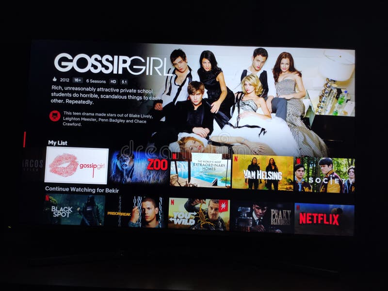 Gossip Girl - Netflix Television Screen with Popular Series Choice. Movies  Editorial Photo - Image of broadcasting, apartment: 156503486