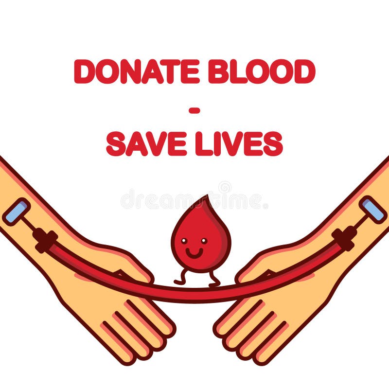  Gota De Sangre Con Una Sonrisa Donar Sangre Salvar Vidas Transfusiones De Sangre Ilustración del Vector