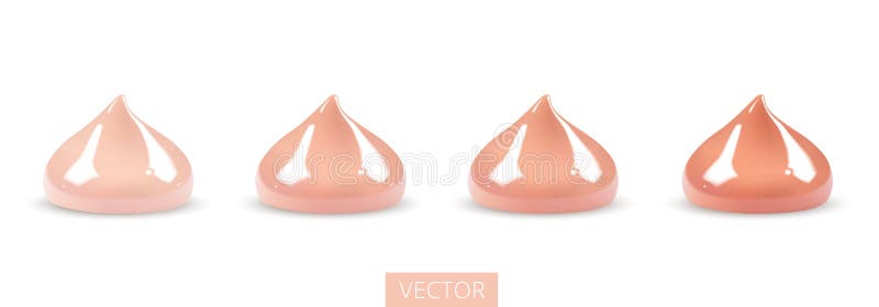 A gota líquida cosmética do creme de fundação ajustou-se no borrão diferente da cor Compõe a gota de creme isolada no fundo branc ilustração do vetor A gota líquida cosmética do creme de fundação ajustou-se no borrão diferente da cor Compõe a gota de creme isolada no fundo branc ilustração do vetor