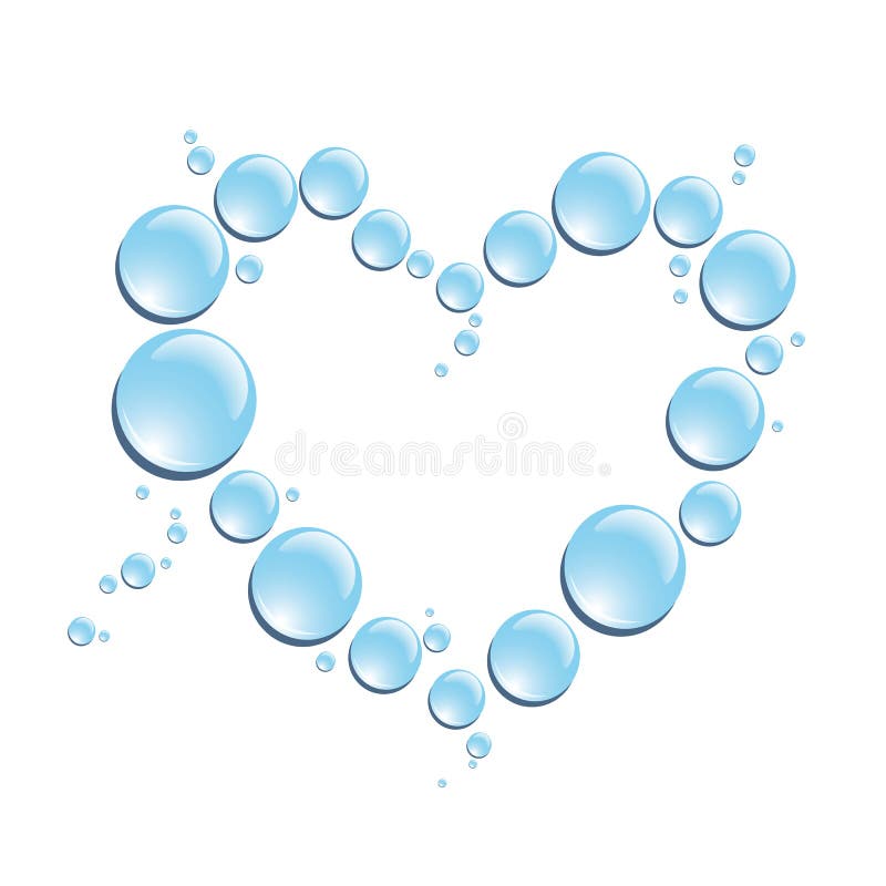 Gotas azuis da água na forma do coração ilustração royalty free Gotas azuis da água na forma do coração ilustração royalty free