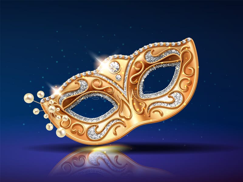 Gotas cerca de la máscara de oro para el festival, carnaval stock de ilustración Gotas cerca de la máscara de oro para el festival, carnaval stock de ilustración