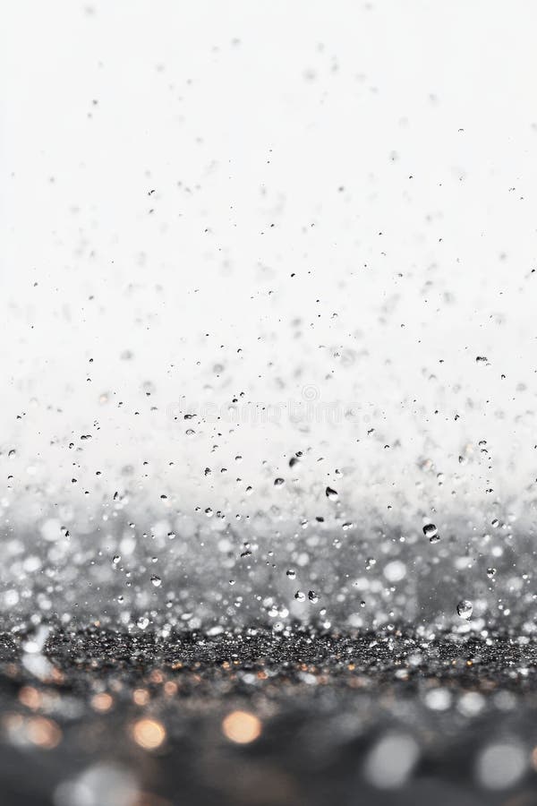Gotas de lluvia que caen sobre la superficie creando efecto de salpicadura con fondo borroso stock de ilustración