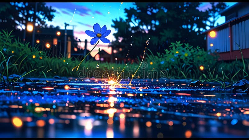Gotas de lluvia que se desploman en un charco poco profundo capturado en medio de la salpicadura stock de ilustración