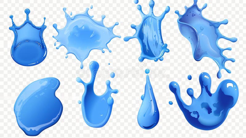 Water droplets, splashes and flows in pure aqua, watercolor paints or tears on a transparent background. Modern realistic set of drops, splashes, and flows in pure aqua.. AI generated. Water droplets, splashes and flows in pure aqua, watercolor paints or tears on a transparent background. Modern realistic set of drops, splashes, and flows in pure aqua.. AI generated