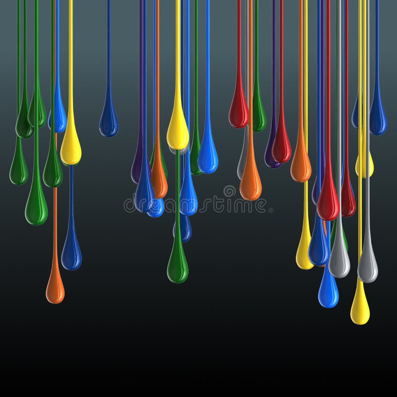 gotas lustrosas multicoloridos da gota da pintura 3D no fundo preto ilustração do vetor gotas lustrosas multicoloridos da gota da pintura 3D no fundo preto ilustração do vetor