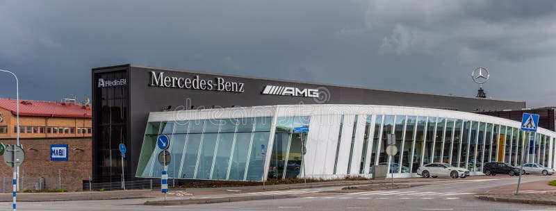 Gothenburg, Sweden - May 16 2021: Exterior of a Mercedes-Benz AMG dealership..