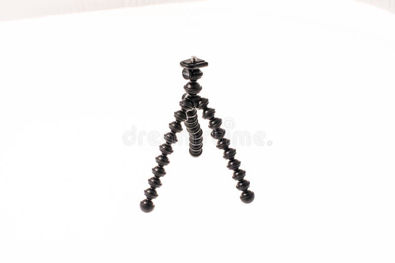 Gothenburg, Sweden: A small Joby Gorillapod tripod on a white table