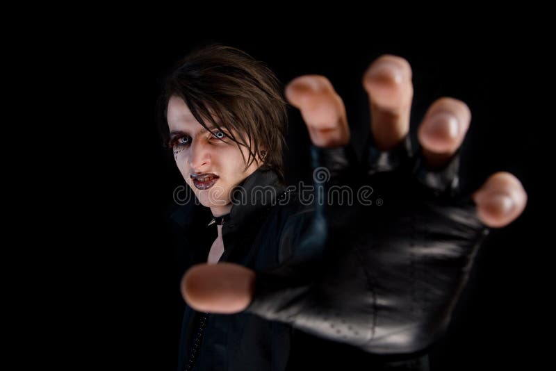 Gothic boy with artistic make-up stock photos