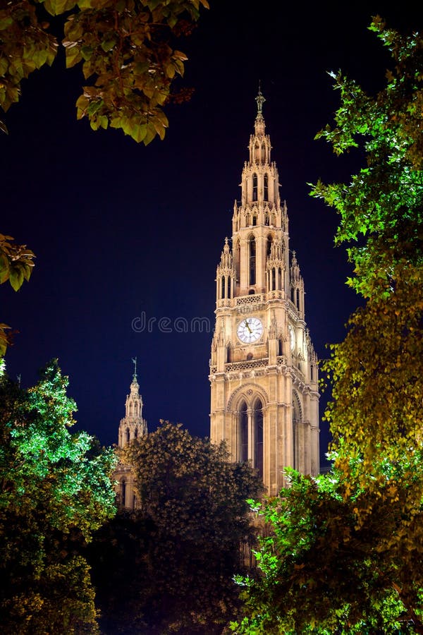 Gothic building tower of Vienna city hall