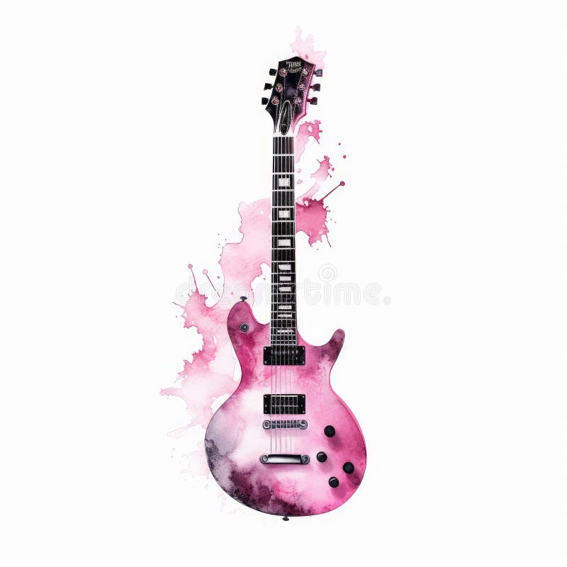 https://thumbs.dreamstime.com/b/gothic-cartoon-watercolour-pink-electric-guitar-white-background-generative-ai-280057050.jpg