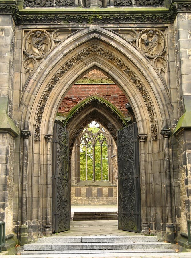 Gothic entrance stock photo