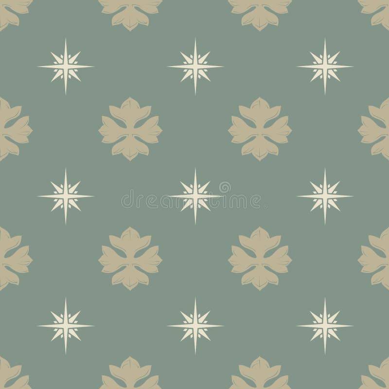 Gothic floral crosses and stars. Seamless pattern.