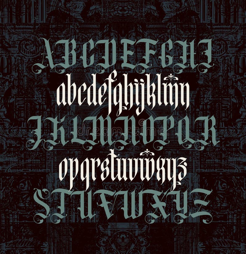 Gothic Font Set of Capital Letters and Small of the English Alphabet ...