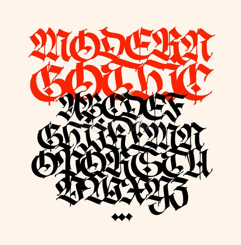 Gothic Font from Latin Letters. Vector. English Alphabet. Medieval