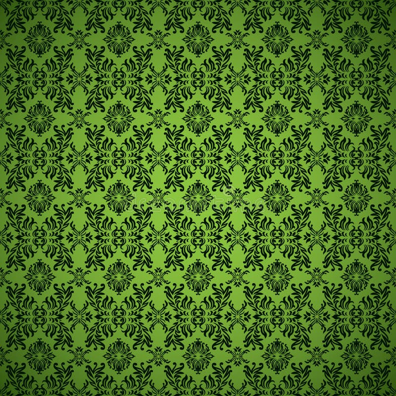 Gothic Seamless Green Wallpaper Stock Vector Illustration of style