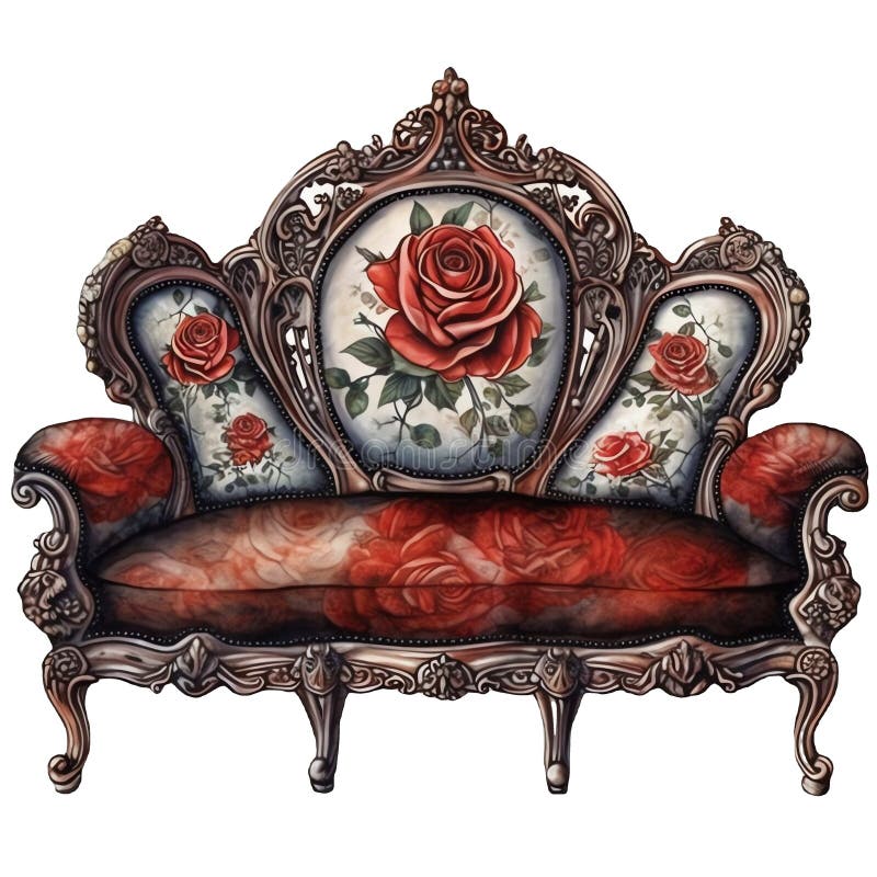 Gothic Sofa Watercolor Illustration Stock Illustration Illustration
