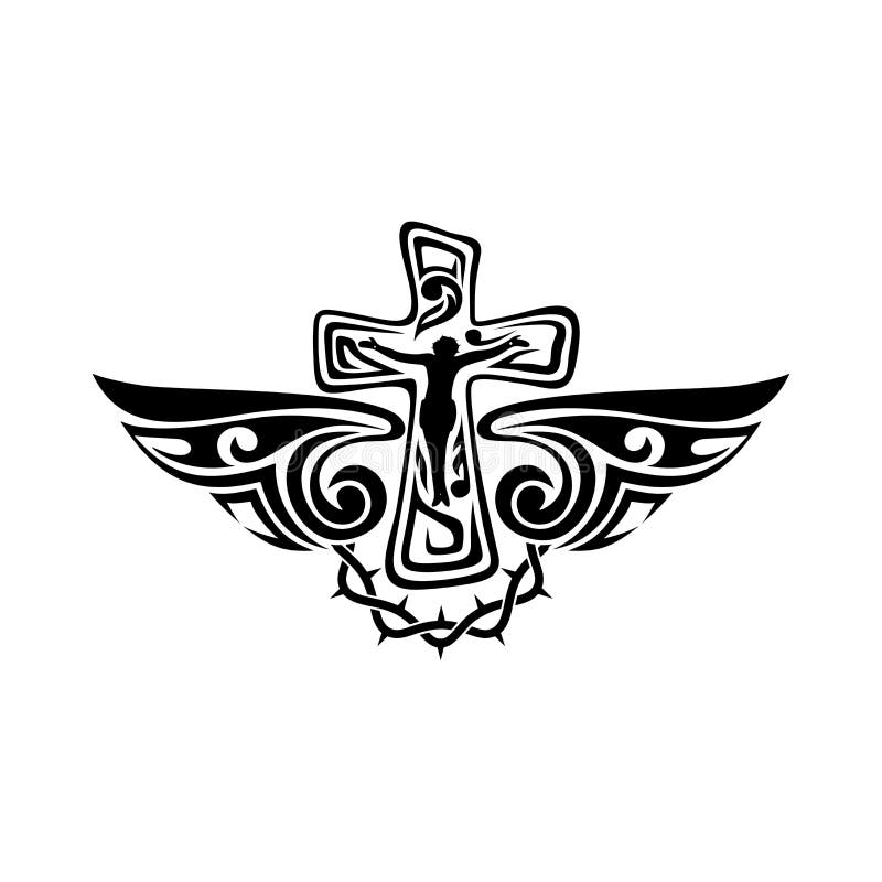 christian fish symbol with cross tattoo