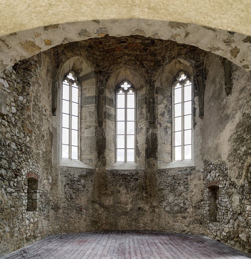 Gothic windows at castle