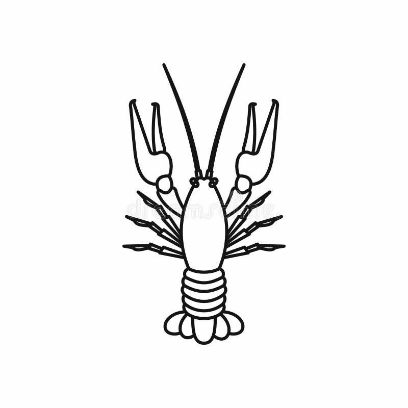 Boiled crawfish in outline style isolated on white background vector illustration. Boiled crawfish in outline style isolated on white background vector illustration
