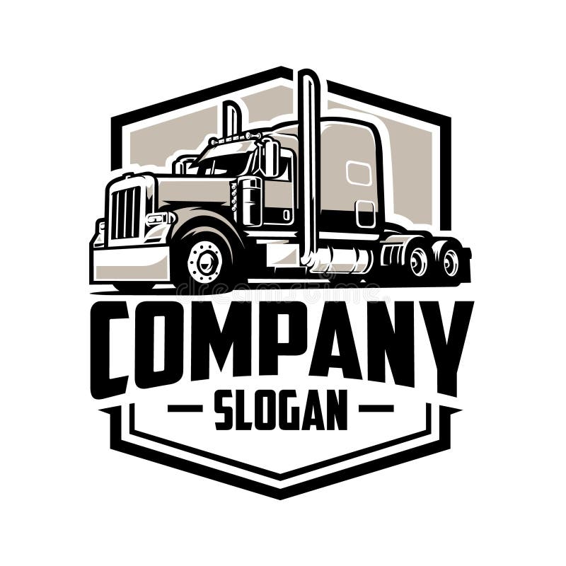 Gotowy do użycia model z logo Trucker ustawia obraz półciężarówki izolowany czarny i biały wektor obrazu ciężarówki Gotowy do użycia model z logo Trucker ustawia obraz półciężarówki izolowany czarny i biały wektor obrazu ciężarówki