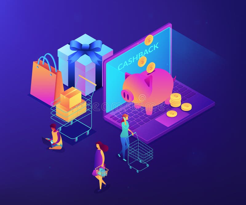 Gotówki z powrotem 3D pojęcia isometric ilustracja ilustracji Gotówki z powrotem 3D pojęcia isometric ilustracja ilustracji