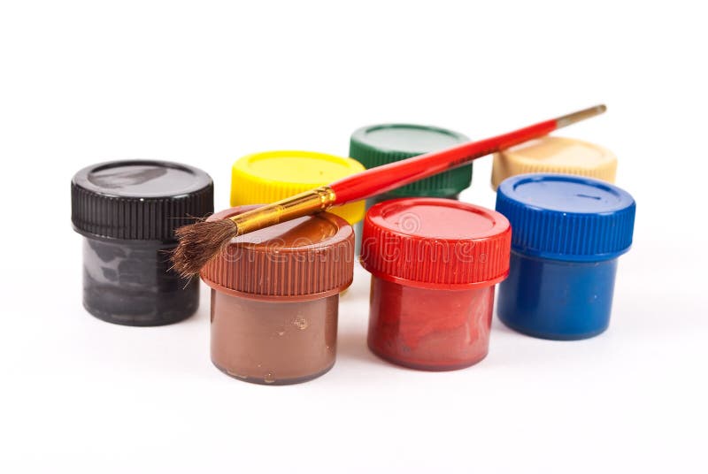 Guache stock image. Image of craft, palette, tube, brush - 214686979