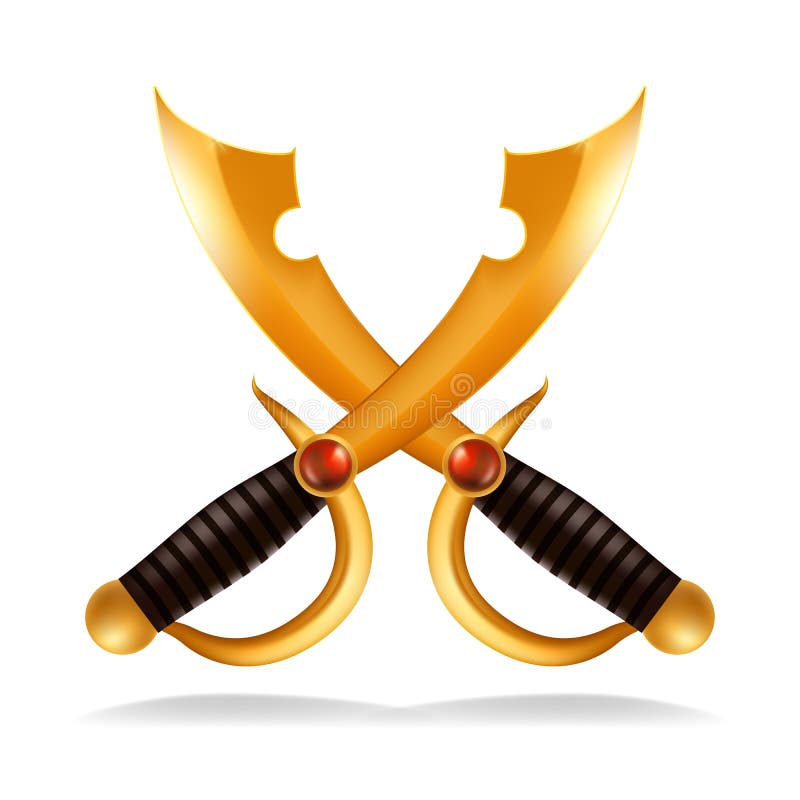 Goud Gekruist Zwaard Saber Vector Gouden Glanzend Wapen De machtsveiligheid beschermt Symbool Geïsoleerde realistische illustrati stock illustratie Goud Gekruist Zwaard Saber Vector Gouden Glanzend Wapen De machtsveiligheid beschermt Symbool Geïsoleerde realistische illustrati stock illustratie