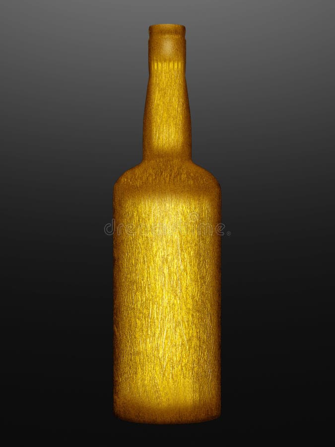 Goud verpakte fles stock illustratie Goud verpakte fles stock illustratie