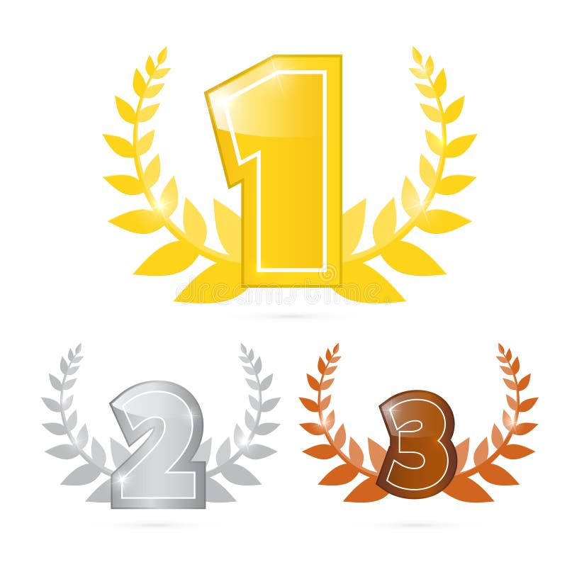 Goud, Zilver, Brons - Eerst, Tweede en Derde Plaats vector illustratie Goud, Zilver, Brons - Eerst, Tweede en Derde Plaats vector illustratie