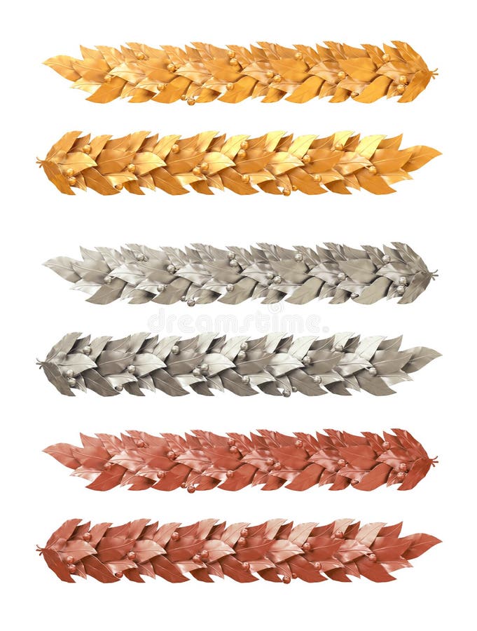 Goud, zilver en brons decoratieve strook van Lauriertakken stock illustratie Goud, zilver en brons decoratieve strook van Lauriertakken stock illustratie