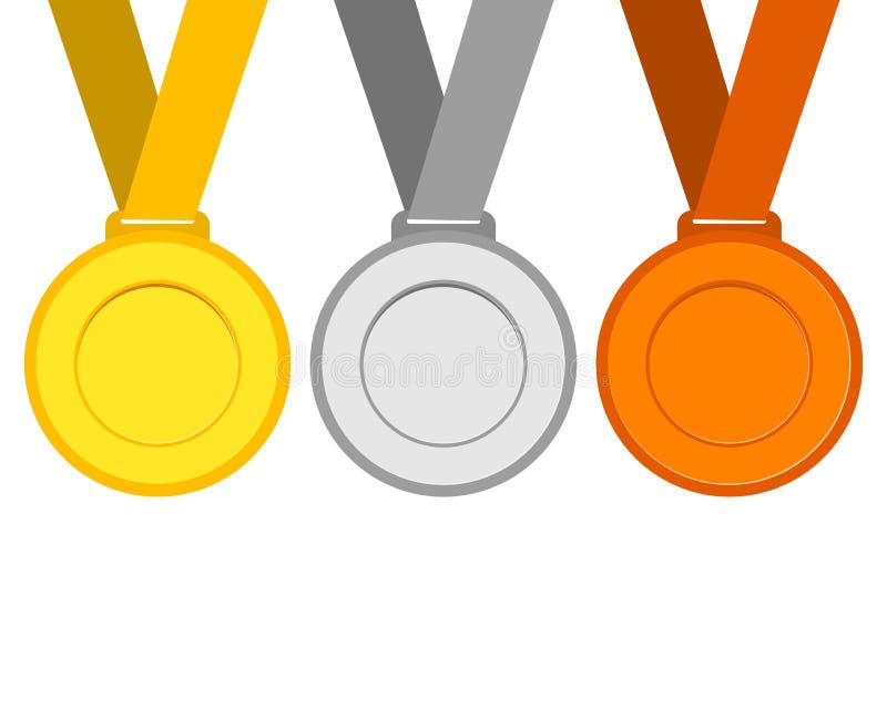 Goud, zilver en bronsmedailles voor de winnaars van de Kampioenen vector illustratie Goud, zilver en bronsmedailles voor de winnaars van de Kampioenen vector illustratie