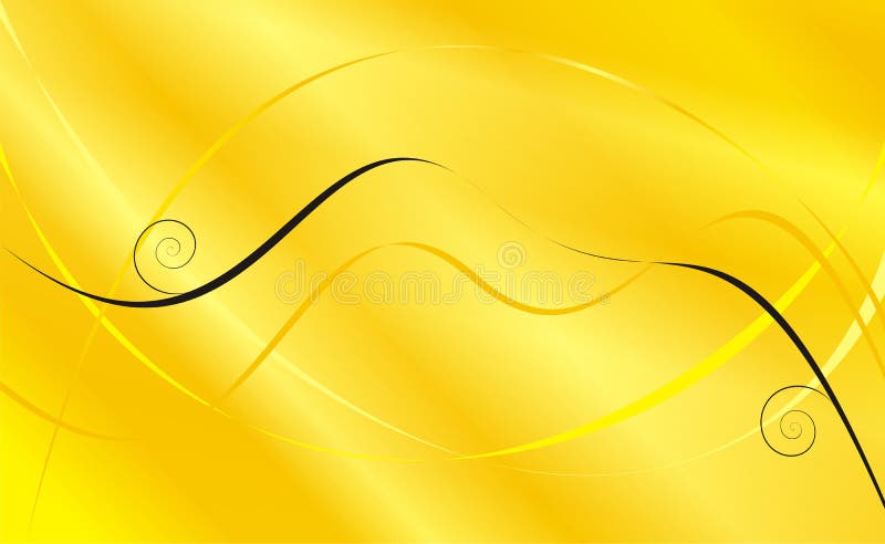 The abstract background similar to gold, yellow and orange shades with a pattern from curves and waves of yellow and black color. The abstract background similar to gold, yellow and orange shades with a pattern from curves and waves of yellow and black color