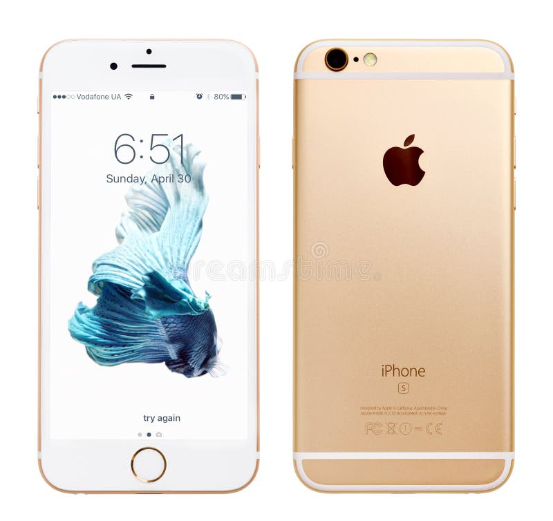 Apple iPhone 6S Goudkleurig stock foto